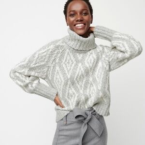 J. Crew Chunky Alpaca Turtleneck Sweater in Fair Isle Diamonds